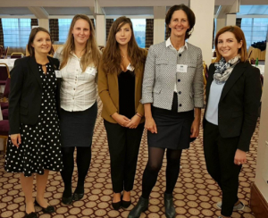 Arlinda Ibrahimllari, Chair of YWP Albania (third from left) along with Diane D’Arras, President of IWA to Arlinda’s left Photo by SHUKALB